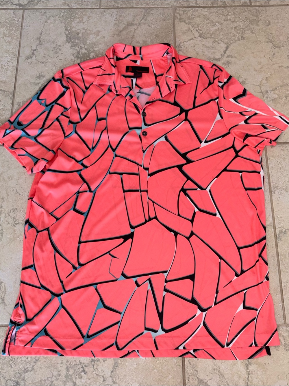 jamie sadock Coral Pink Geometric Short-Sleeve Polo